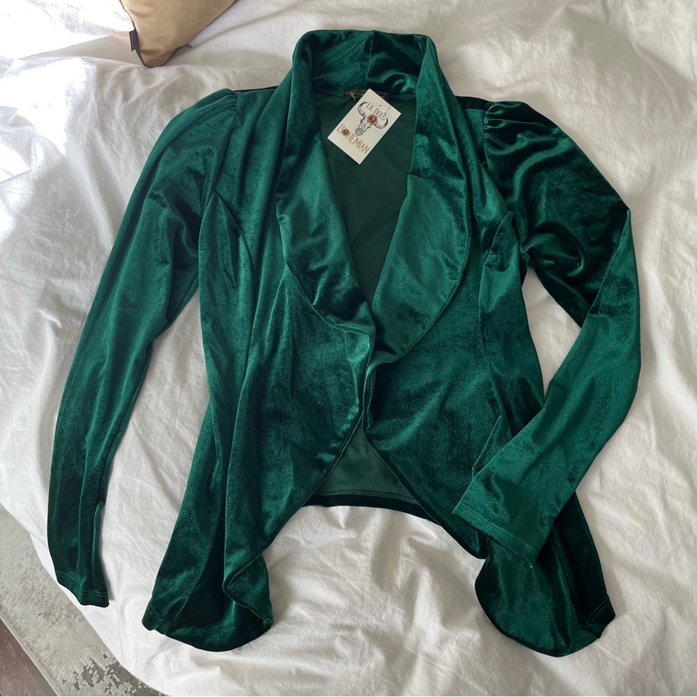 NWT Lil Bee’s Bohemian Green Velvet Blazer Jacket